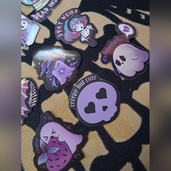 Hot Topic Purple and Black Gothic Sticker Collection- Ghosts Bats Skulls & More! - Picture 3 of 4